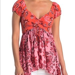NWT Free People floral babydoll Hawaiian sunset